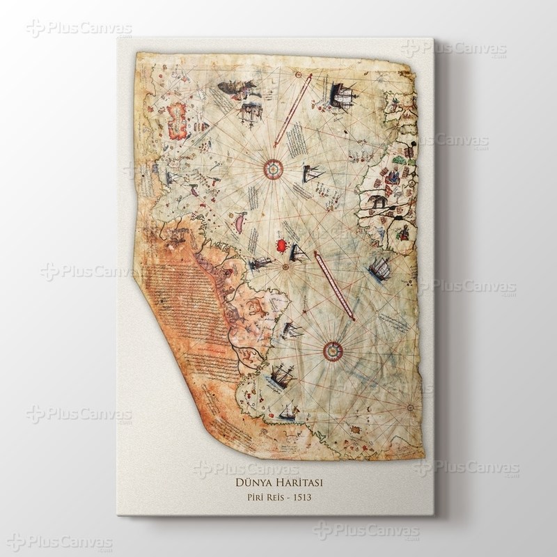 Piri Reis - Dünya Haritası 1513 görseli.