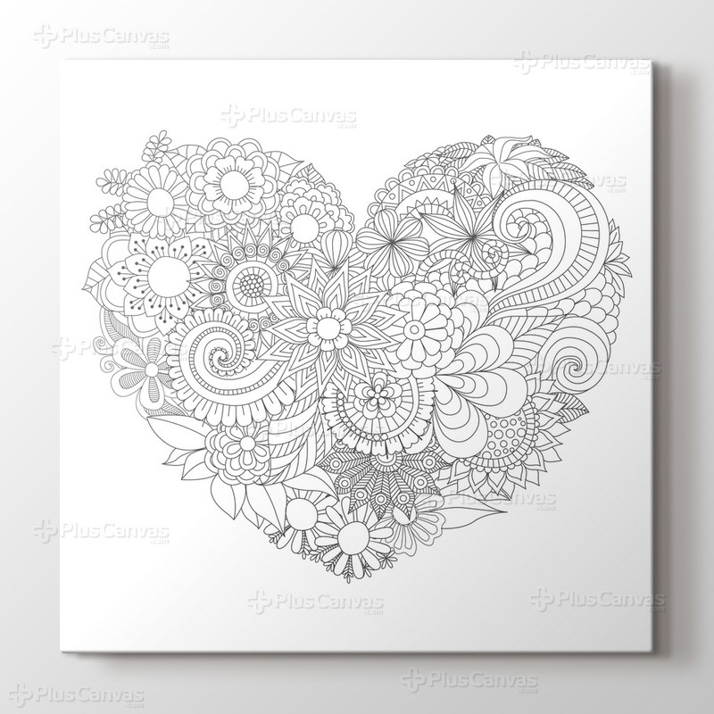 Kalp desenli boyama tablo görseli.