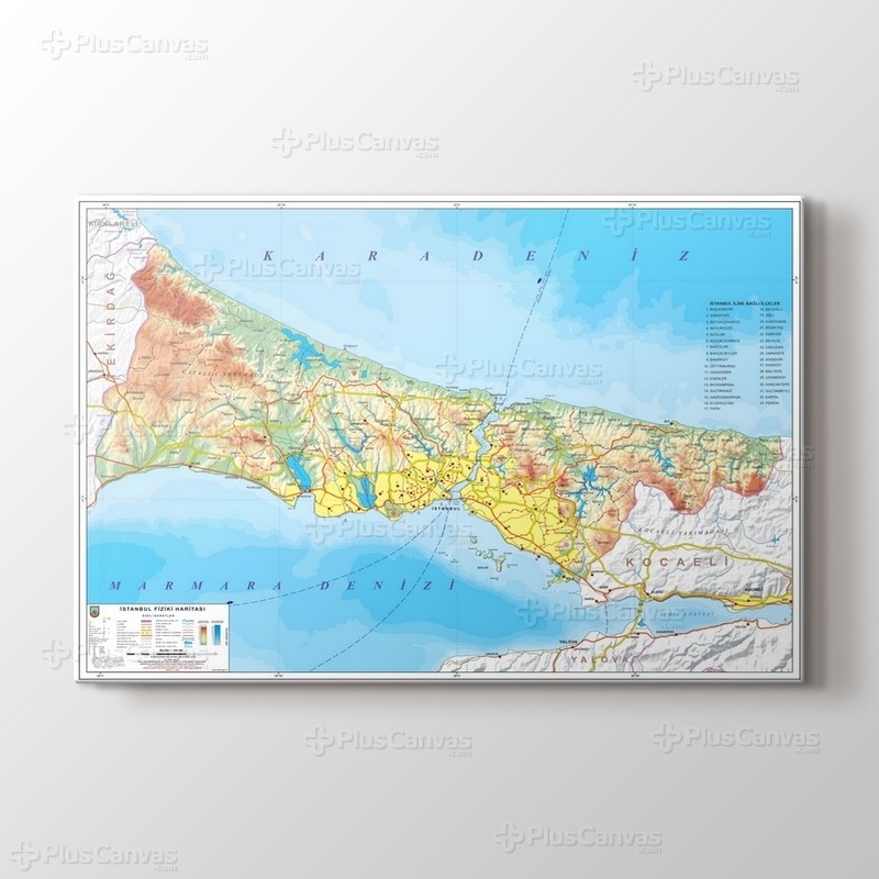 İstanbul Fiziki İl Haritası görseli.