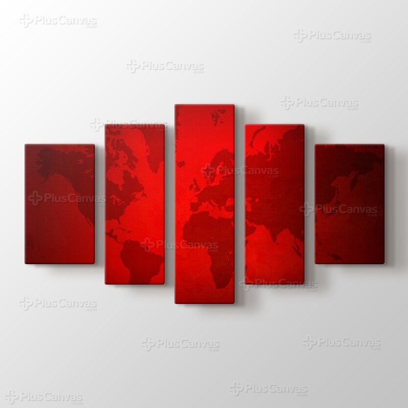 Kırmızı Silüet Dünya Haritası görseli.