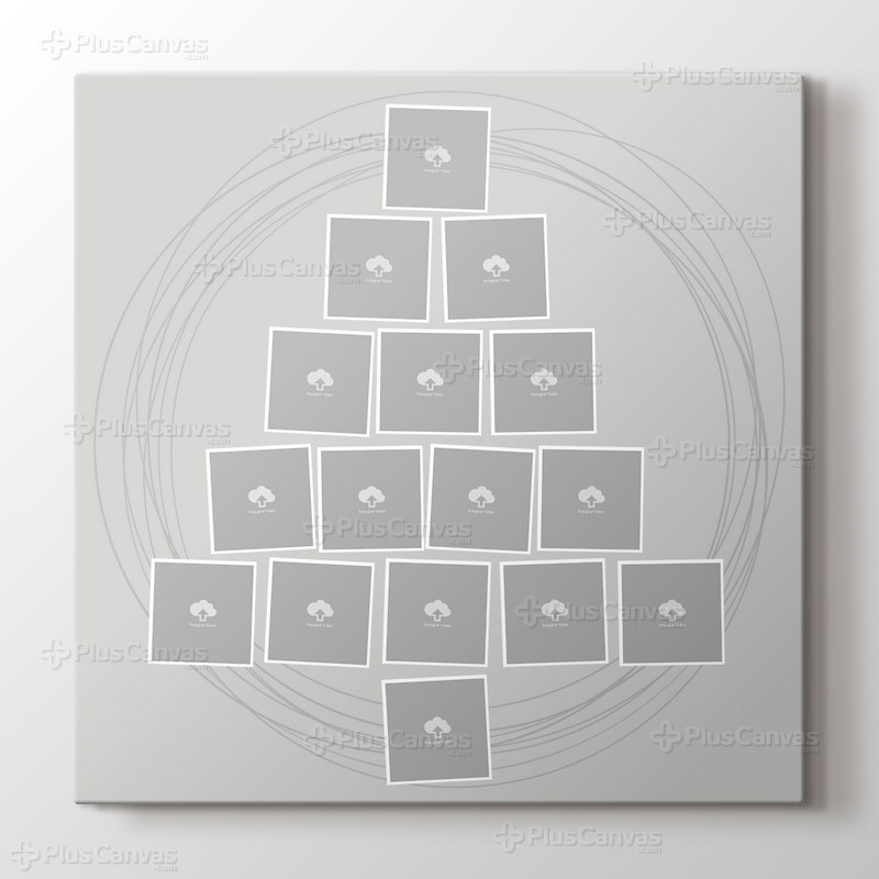 16 fotoğraftan yılbaşı ağacı gri kanvas tablo görseli.