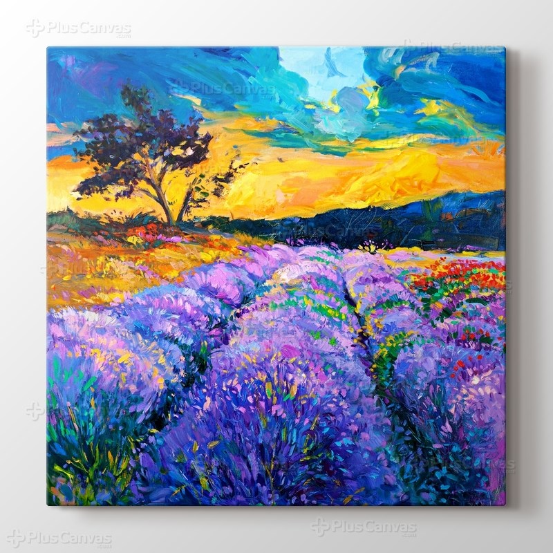 Lavanta Tarlası Yağlı Boya görseli.