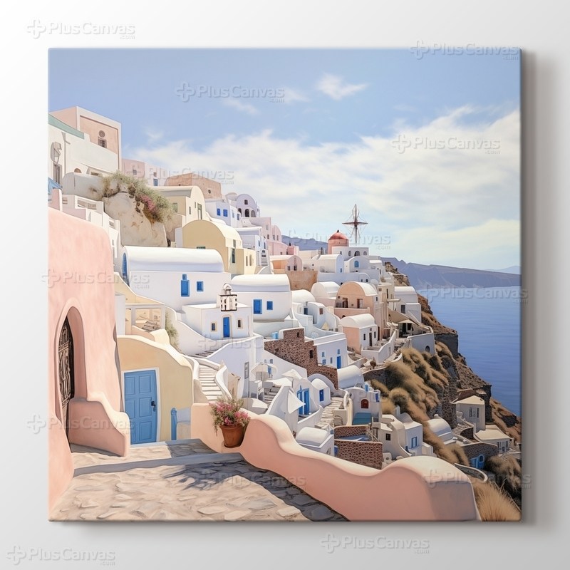 Santorini Yünanistan - Manzara Tablo görseli.
