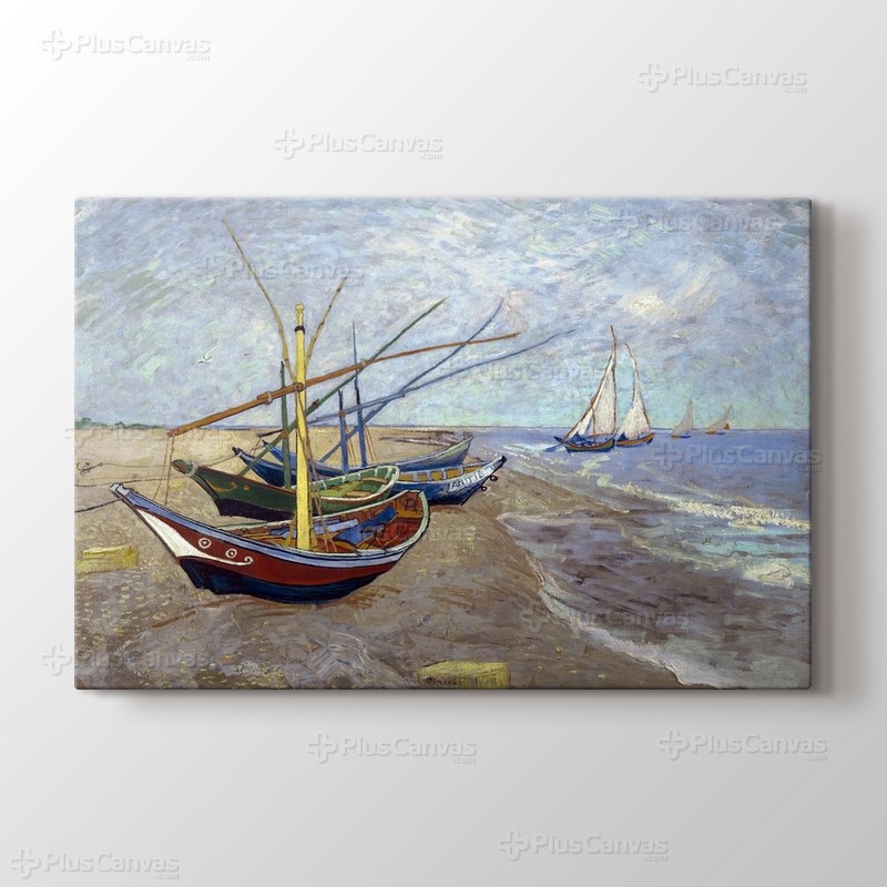 Fishing Boats on the Beach at Saintes Maries görseli.