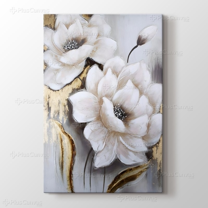 Yaldızlı Yağlıboya Çiçekler görseli.