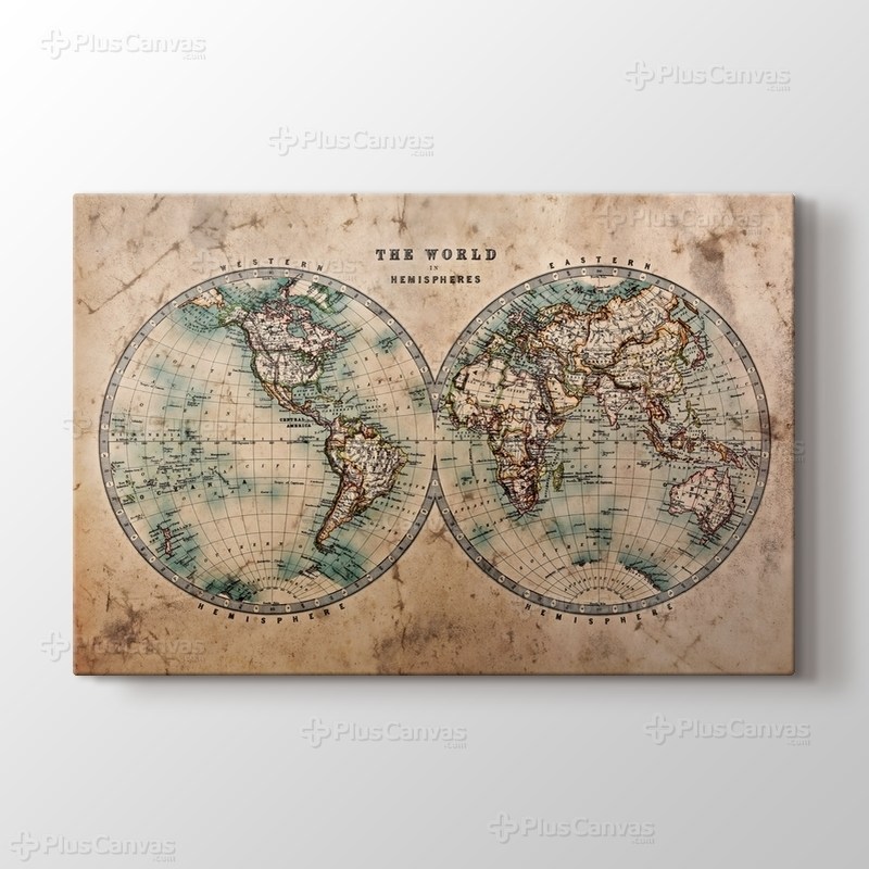 Eskitilmiş Dünya Haritası görseli.