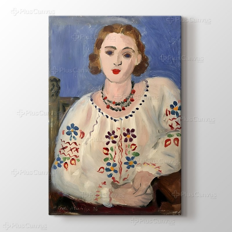 Woman in Patterned Blouse görseli.
