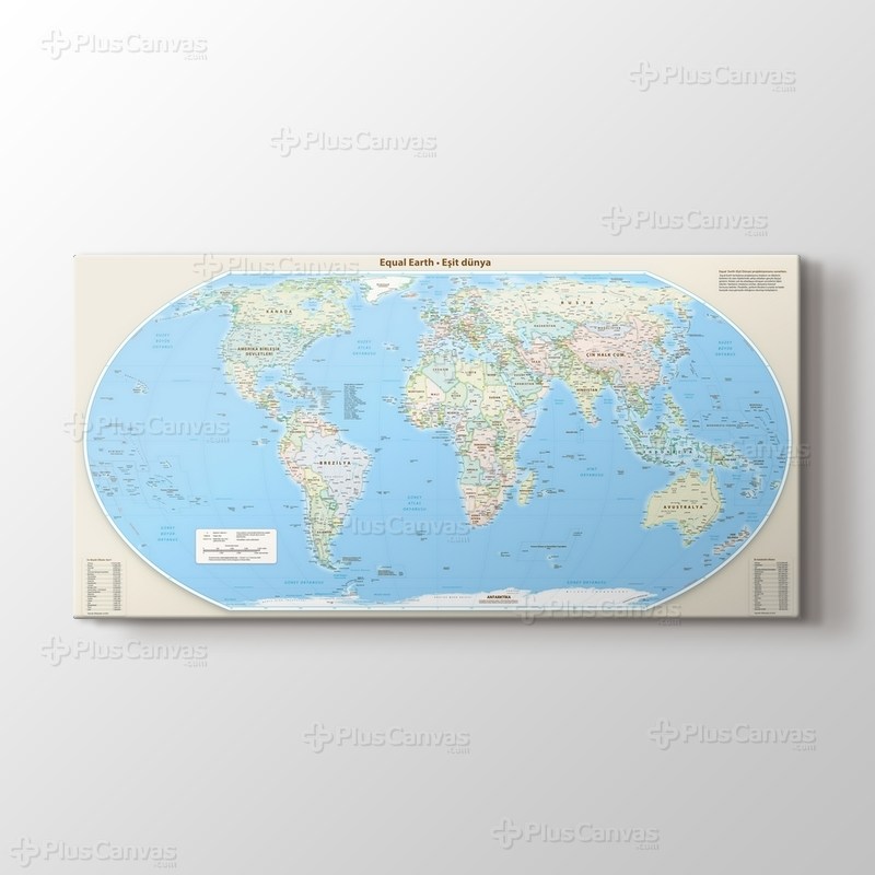 Equal Earth - Eşit Dünya - Dünya Haritası görseli.