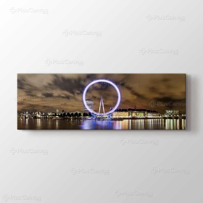 Wide Panorama of London Eye and River Thames görseli.